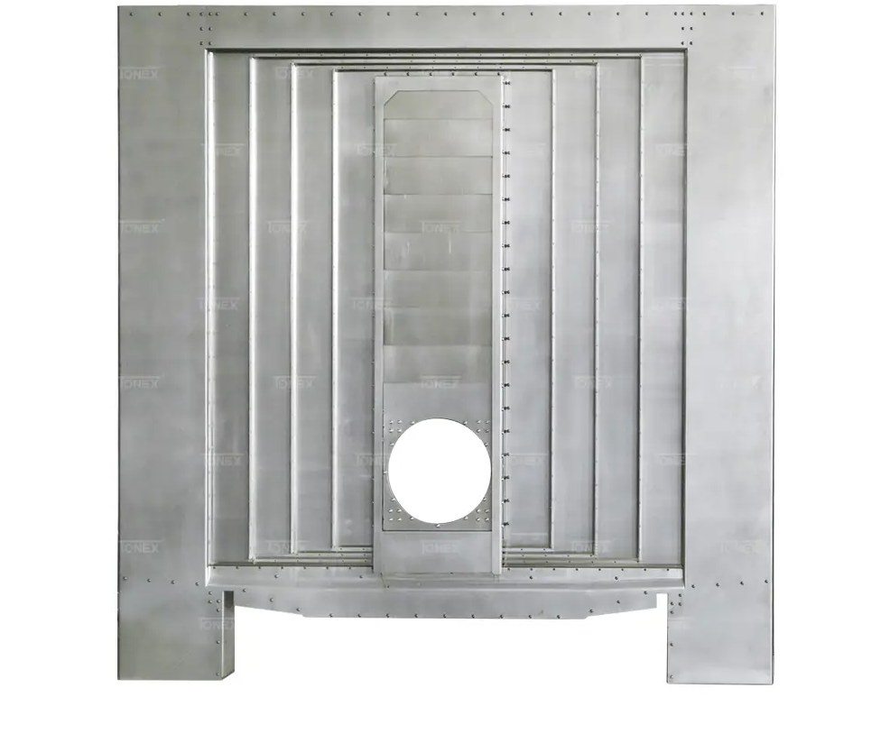 End detail of multi-axis telescopic steel plate machine guard cover