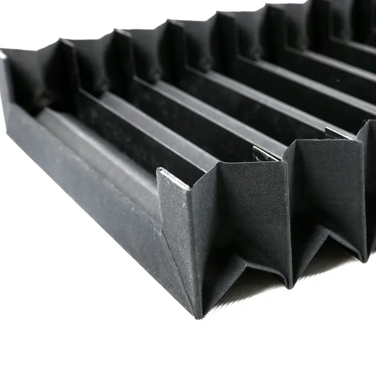 End detail of U shaped accordion bellow cover, U guide rail machine cover
