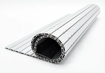 Rolled detail of aluminum curtain machine protection cover