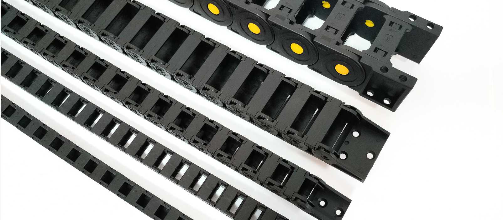 Black plastic cable drag chain for CNC machine, flexible wire protection part