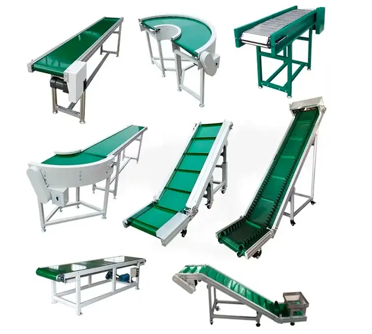 Various custom belt conveyor samples, flat/curved/inclined belt conveyor