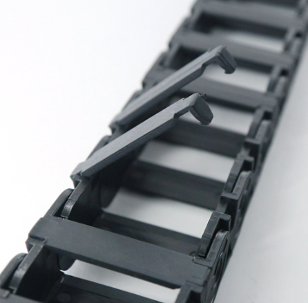 Open structure of full black bridge type drag chain, easy cable installation