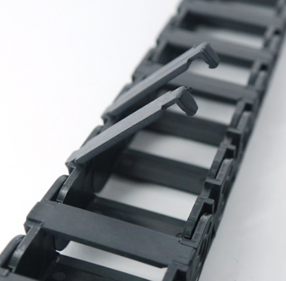 Open structure of full black bridge type drag chain, easy cable installation