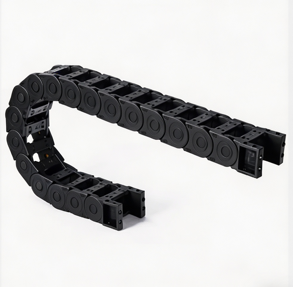 Bending full black bridge type drag chain, flexible openable cable protection for CNC automation equipment