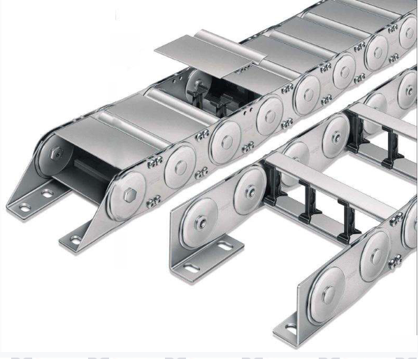 Custom full enclosed steel drag chain for heavy industry, high load cable protection part