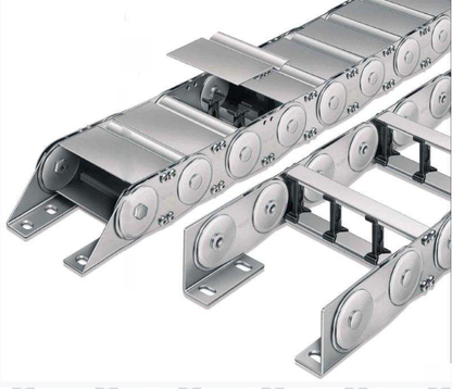 Custom full enclosed steel drag chain for heavy industry, high load cable protection part
