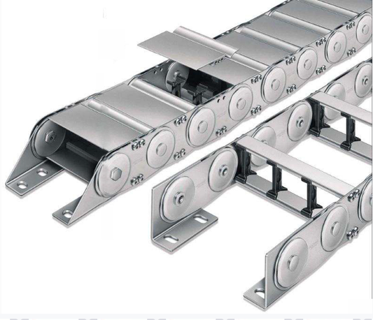 Custom full enclosed steel drag chain for heavy industry, high load cable protection part