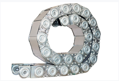 Rolled full enclosed steel drag chain, heavy duty steel drag chain