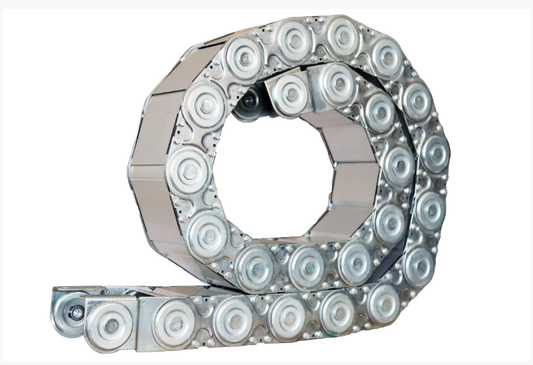 Rolled full enclosed steel drag chain, heavy duty steel drag chain