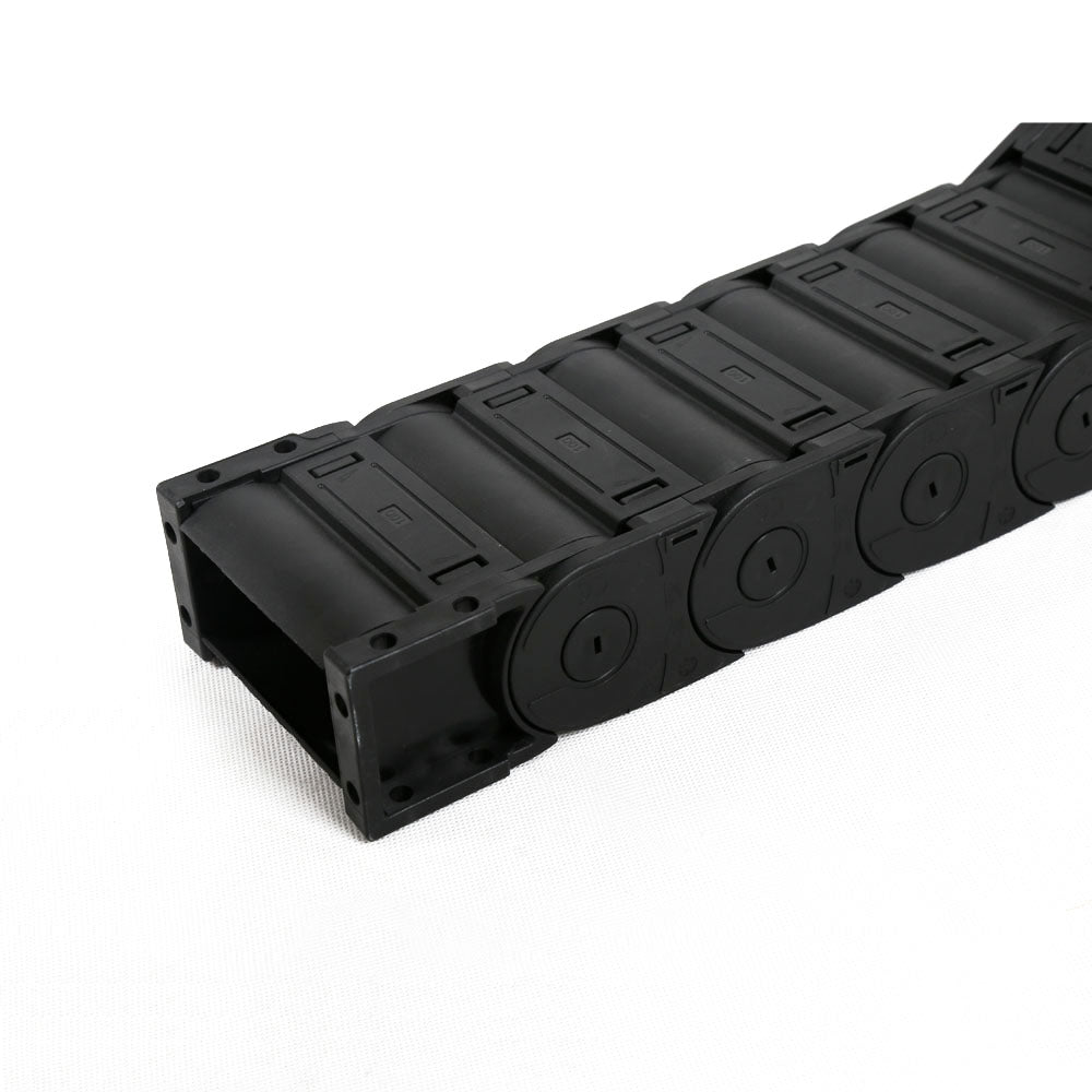 Long flexible black plastic drag chain for automation production line