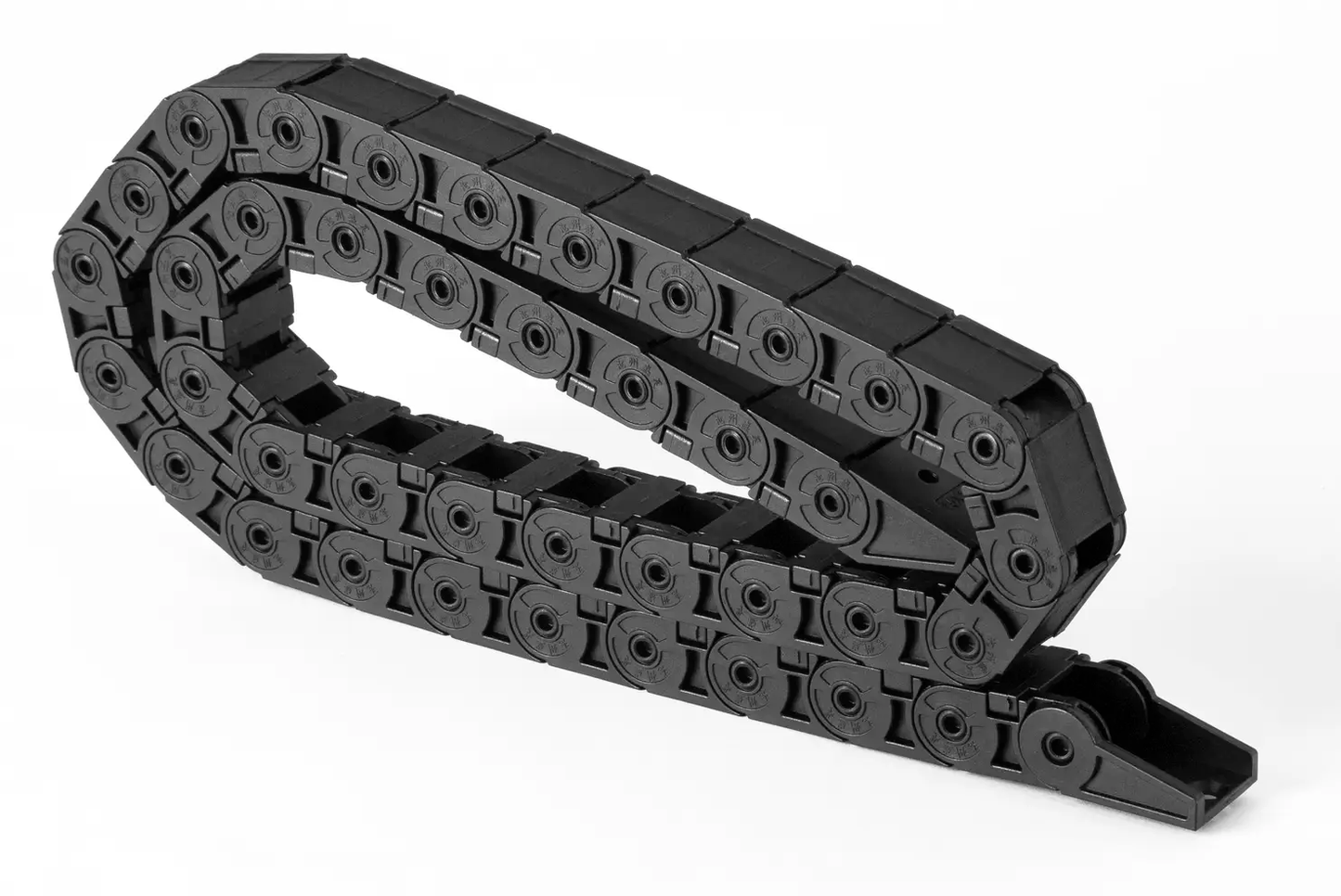 Custom mini black plastic drag chain for small automation equipment, compact cable protection part