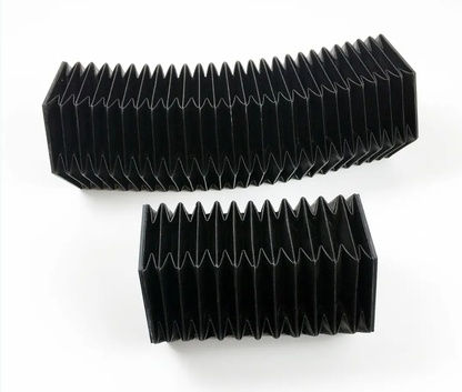 Bending detail of polygonal accordion bellow cover, flexible irregular machine cover