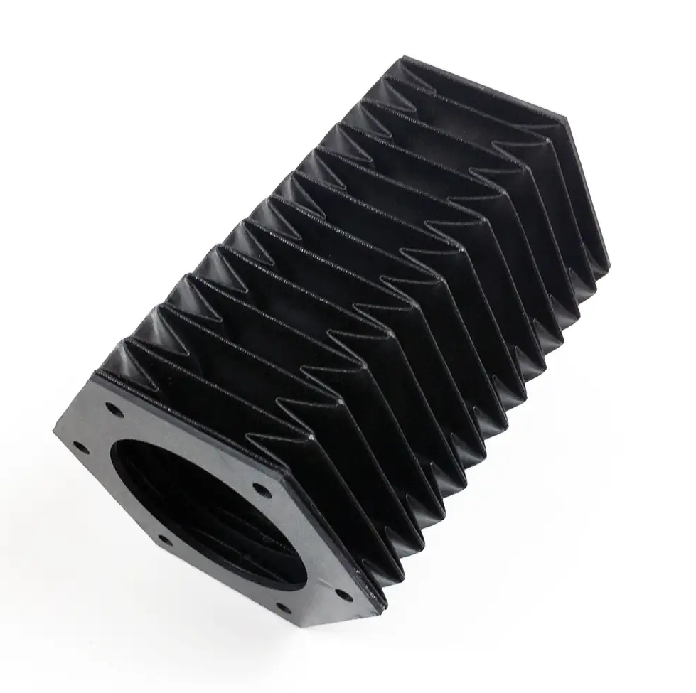 Custom polygonal accordion bellow cover, hexagonal CNC machine protection cover