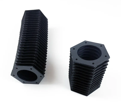 Small sample of polygonal accordion bellow cover, hexagonal machine cover