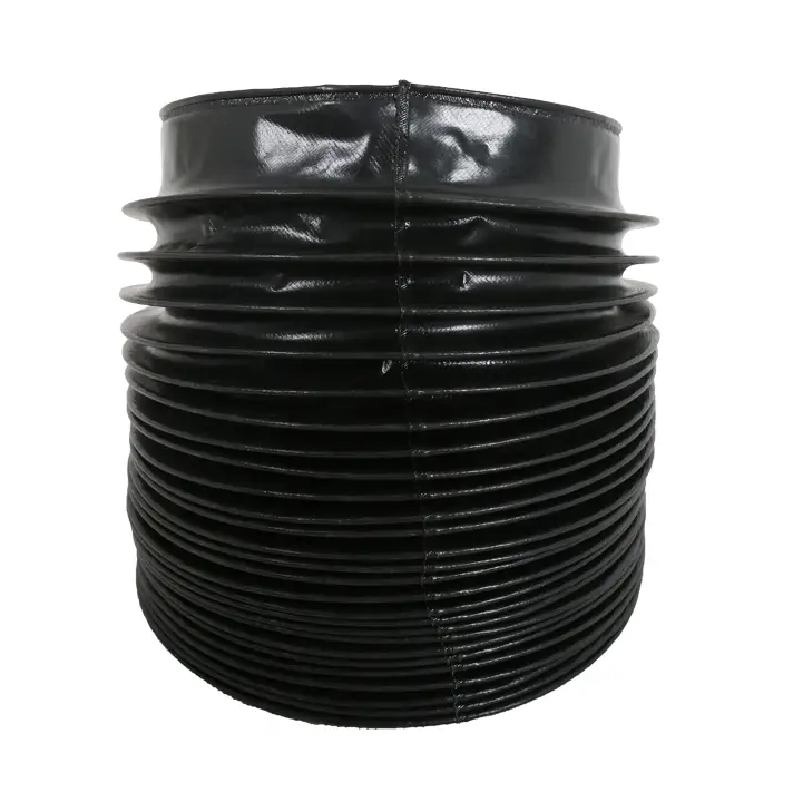 Straight detail of round accordion bellow cover, straight round shaft cover