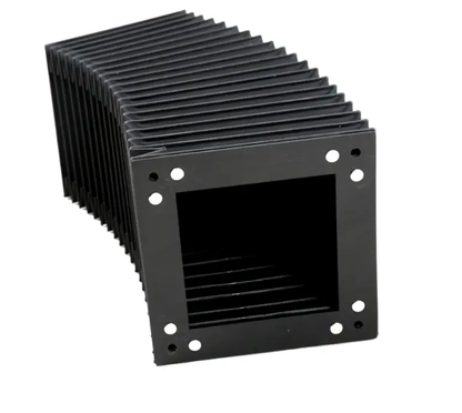 90 degree detail of square shaped accordion bellow cover, custom square machine cover
