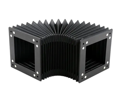 End detail of square shaped accordion bellow cover, square column machine protection