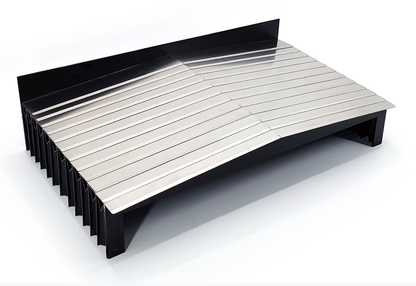 Curved detail of steel plate armoured bellow cover, flexible armor machine cover