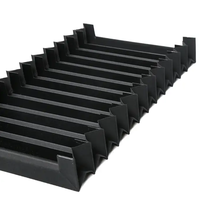 Side detail of U shaped accordion bellow cover, custom U type machine protection