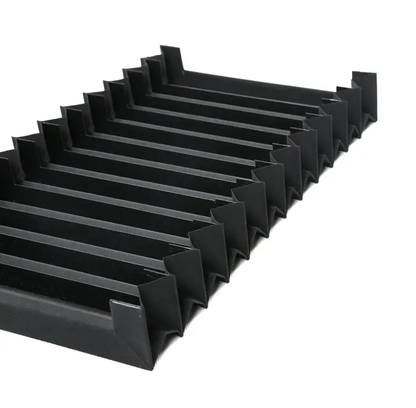 Side detail of U shaped accordion bellow cover, custom U type machine protection